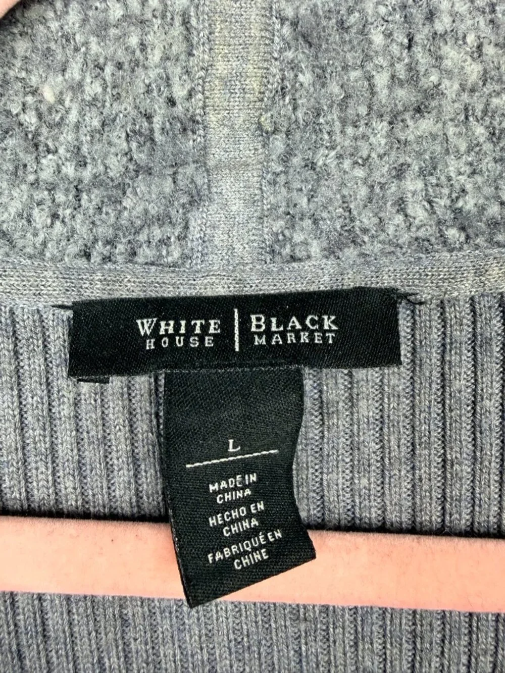 White House Black Market Asymmetric Front Zip Knit Cowl Jacket Gray Large #A3959